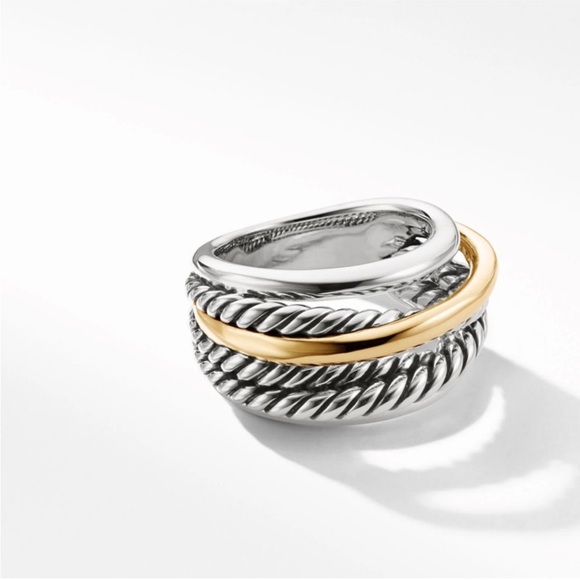 David Yurman Crossover Ring in Sliver w 14k Gold - Picture 2 of 6